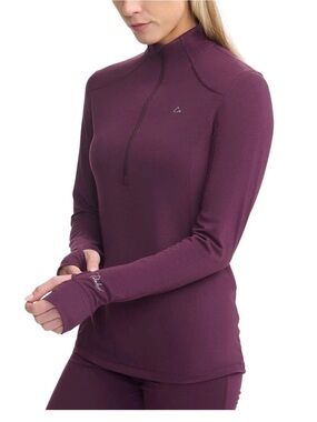 Paradox Lightweight Merino Wool Blend Quarter-Zip Thumbhole Jacket Purple Large